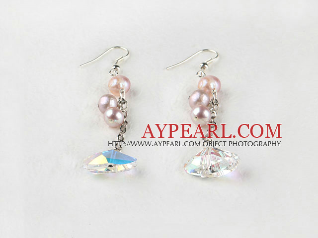 dangling style dazzling Austrian crystl and pearl earrings