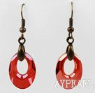 Vintage Style Donut Shape Red Color Austrian Crystal Earrings