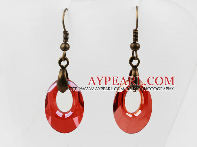 Vintage Style de forme Donut Couleur Rouge Boucles d'oreilles cristal autrichien