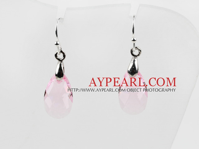 Riv droppformade 10 * 15mm rosa österrikiska kristall örhängen