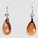 Tear Drop Shaped 10*15mm Amber Color Austrian Crystal Earrings