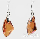 Irregular Shape 10*15mm Amber Color Austrian Crystal Earrings