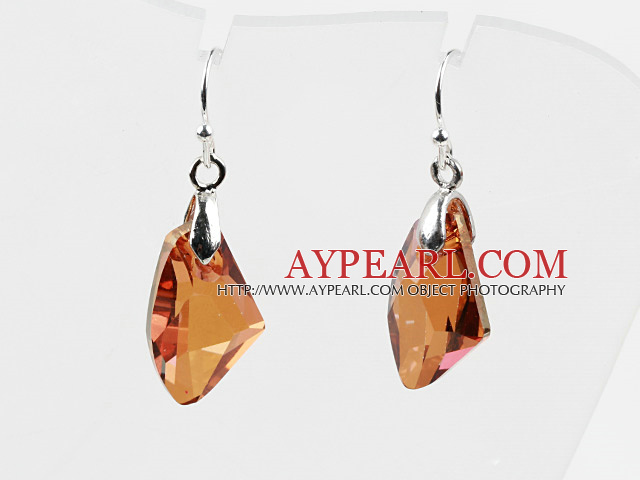 Irregular Shape 10*15mm Amber Color Austrian Crystal Earrings