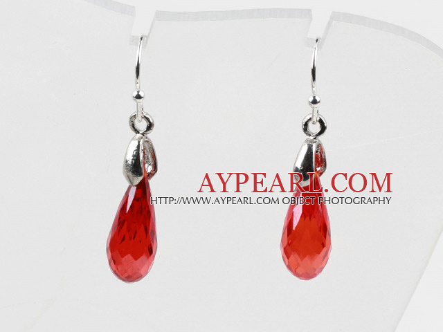 Drop Shaped 10*15mm Red Color Austrian Crystal Earrings