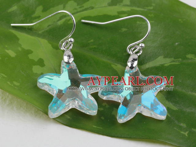 White with Colorful Austrian Crystal Starfish Earrings