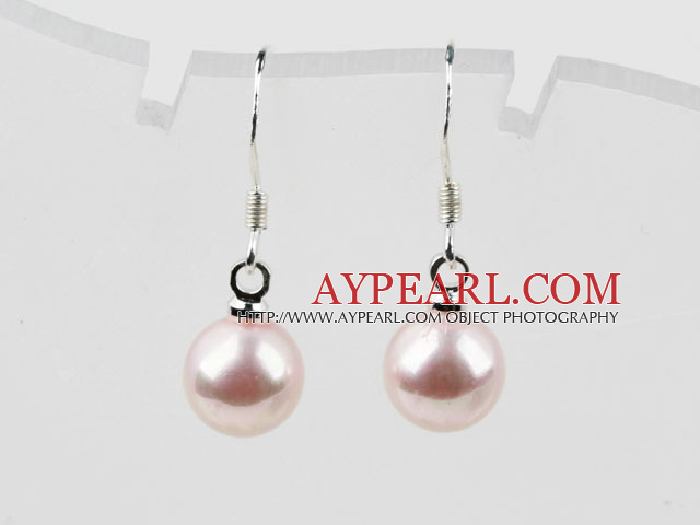 Classic Design Round 8mm Pink Seashell Beads Earrings