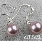 Classic Design Round 8mm Purple Seashell Beads Earrings