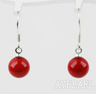 Classic Design Round 8mm Red Seashell Beads Earrings