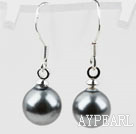 Classic Design Round 8mm Dark Gray Seashell Beads Earrings