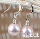 Classic Design Round 10mm Baby Pink Seashell Beads Earrings