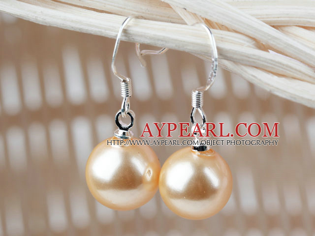 Classic Design Round 10mm goldene Farbe Seashell Perlen Ohrringe