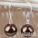 Classic Design Round 10mm Coffee Color Seashell Beads Earrings