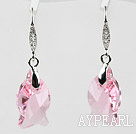 18mm Fish Shape Pink Austrian Crystal Earrings