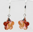 18mm Flower Shape Amber Color Austrian Crystal Earrings