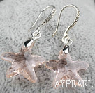 22mm Star Shape Baby Pink Austrian Crystal Earrings