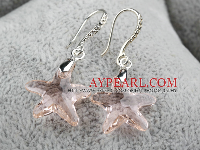 22mm Star Shape Baby Pink Austrian Crystal Earrings
