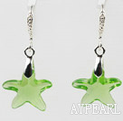 16mm Star Shape Apple Green Austrian Crystal Earrings