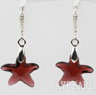 16mm Star Shape Purple Red Color Austrian Crystal Earrings