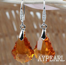 16mm Amber Color Baroque Austrian Crystal Earrings