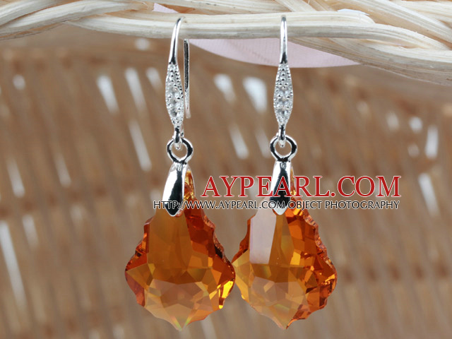 16mm Amber Color Baroque Austrian Crystal Earrings
