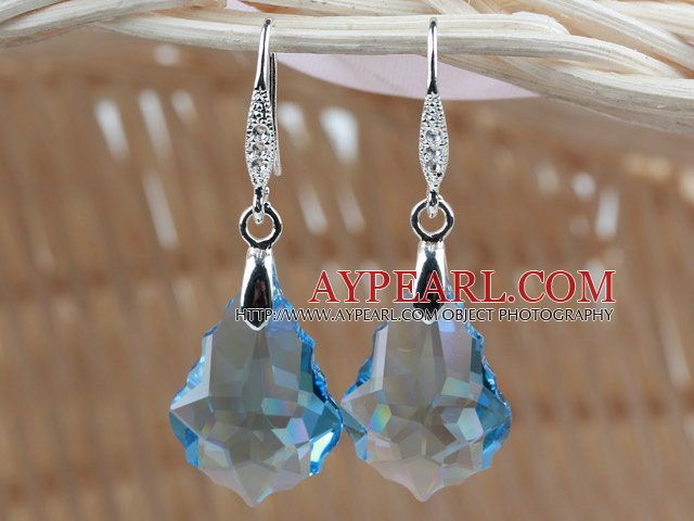 16mm Light Blue Color Baroque Austrian Crystal Earrings