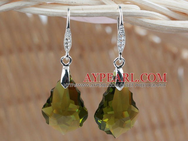 22mm Olive Color Baroque østerriksk krystall øredobber
