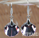 16mm Purple with Colorful Scallops Shape Austrian Crystal Earrings