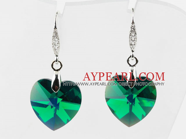 18mm forme de coeur vert foncé Boucles cristal autrichien