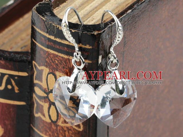 14mm Heart Shape White Austrian Crystal Earrings