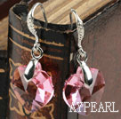 14mm forme de coeur rose Boucles d'oreilles cristal autrichien