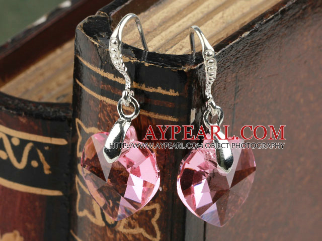 14mm Heart Shape Pink Austrian Crystal Earrings