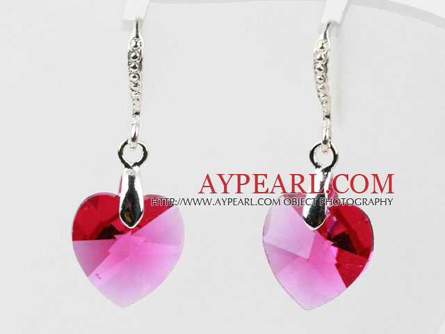 14mm forme de coeur Violet Rouge Boucles d'oreilles cristal autrichien