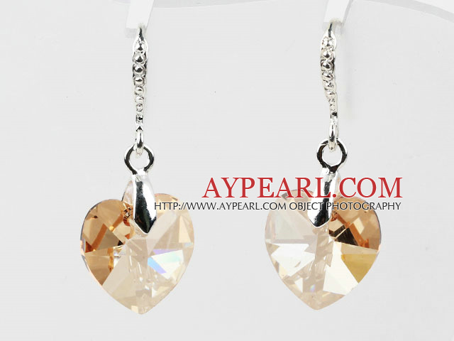 14mm forme de coeur d'or Boucles champagne en cristal autrichien