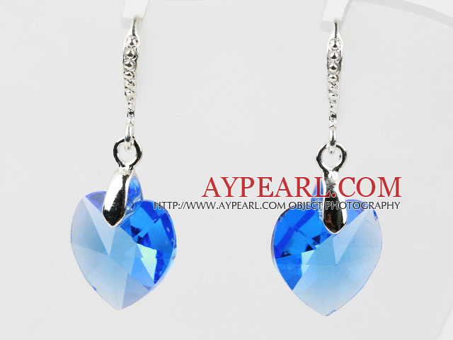 14mm Heart Shape Dark Blue Austrian Crystal Earrings