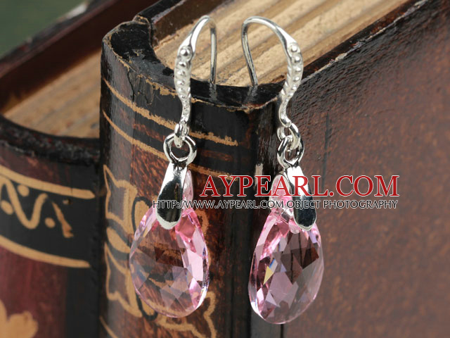 16mm Pink Color Teardrop Shape Austrian Crystal Earrings