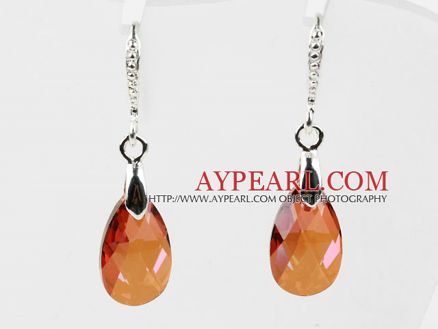 16mm Amber Color Teardrop Shape Austrian Crystal Earrings