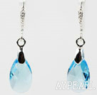 16mm Sky Blue Color Teardrop Shape Austrian Crystal Earrings