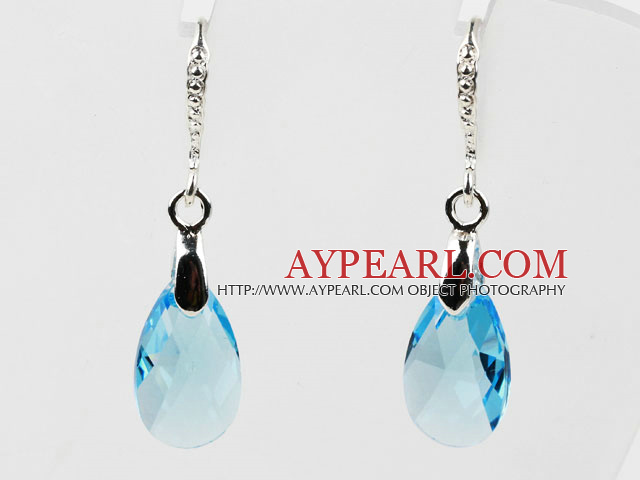 16mm Sky Blue Color Teardrop Shape Austrian Crystal Earrings