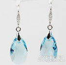 22mm Light Blue Color Teardrop Shape Austrian Crystal Earrings