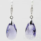 22mm Violet Color Teardrop Shape Austrian Crystal Earrings