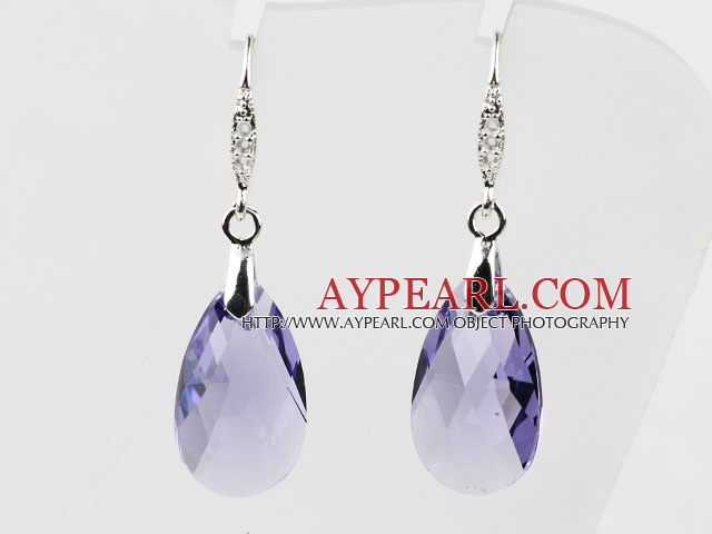 16mm violett färg droppform österrikiska kristall örhängen