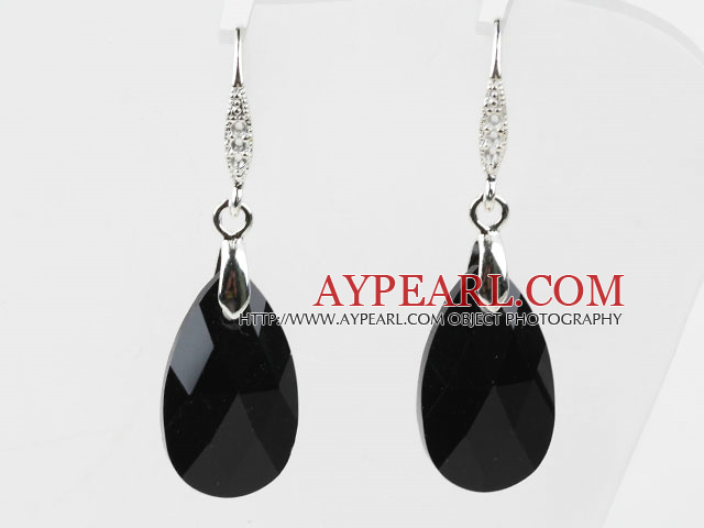 16mm negru Color Teardrop formă cercei austriac de cristal