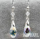 Classic Design Dangle Style White with Colorful Austrian Crystal Drop Shape Earrings
