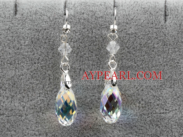 Style Classique Dangle Design Blanc avec colorés Boucles d'oreilles en cristal autrichien en forme de goutte