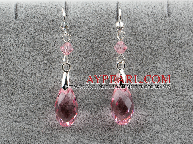 Classic Design-Art-Rosa baumeln Faceted österreichischen Kristall Ohrringe Drop Shape