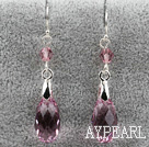 Classic Design Dangle Style Pink Purple Faceted Austrian Crystal Drop Shape Earrings