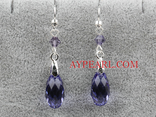 Style Classique Dangle Conception pourpre facettes autrichiens Boucles d'oreilles en cristal de baisse de forme