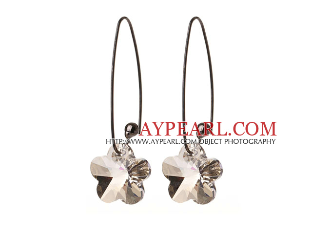 2014 Summer New Design Clear Gray Color Wintersweet Flower Shape østerriksk krystall øredobber med Long Hook