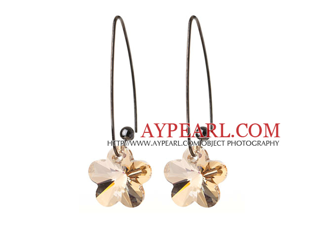 2014 Summer New Design Clear Yellow Color Wintersweet Flower Shape Austrian Crystal Earrings With Long Hook