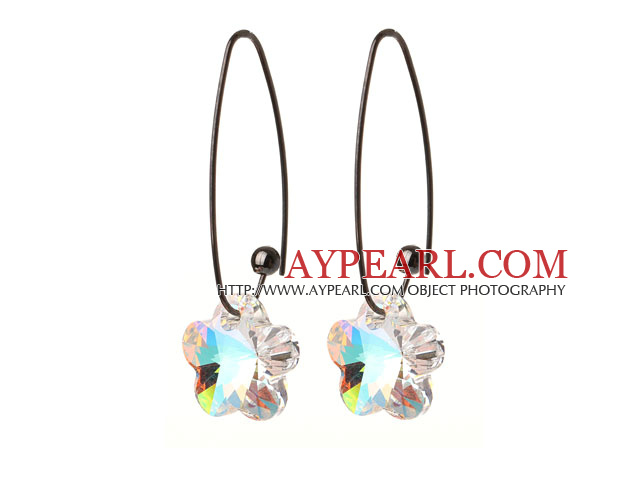 2014 Summer New Design Wintersweet Flower Shape Clear White Austrian Crystal Earrings With Long Hook